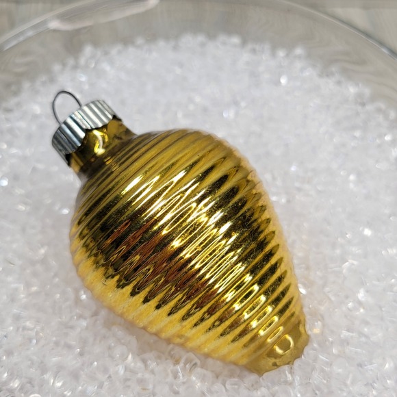 Shiny Brite Other - Shiny‎ Brite Gold Ribbed Chinese Lantern Mercury Glass Christmas Ornament Vtg 2
